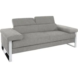 W.Schillig Couch Leder 2-Sitzer Grau