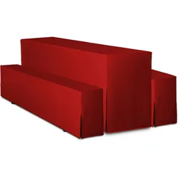 TexDeko Hussen Bierzeltgarnituren gepolstert 5TLG Set Festzeltgarnituren Bierbankhussen Premium (220x50cm, Rot)