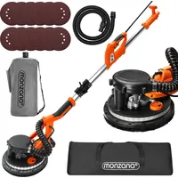 monzana Trockenbauschleifer 750 Watt max Drehzahl 1750 U/min 12x Ø 225mm Schleifscheiben inkl Absaugbeutel LED-Licht Deckenschleifer