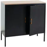 Mendler Kommode HWC-L84, Sideboard Schrank Anrichte, 2 Türen Metall 90x90x40cm, Melamin beschichtet - schwarz