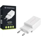 Conceptronic Ladegerät 2Port 2xUSB-A 12W 5.0V/2.4A weiß