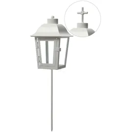 MARELIDA Laterne aus Metall mit 2 wechselbaren Spitzen und Erdspieß H:... 51cm in weiß