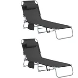SoBuy Sonnenliege 195 x 62 x 29 cm schwarz klappbar 2 Stück