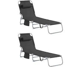 SoBuy Sonnenliege 195 x 62 x 29 cm schwarz klappbar 2 Stück