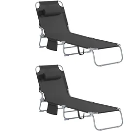 SoBuy Sonnenliege 195 x 62 x 29 cm schwarz klappbar 2 Stück