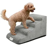 Caryota Hundetreppe 4 Stufen, 72 x 40 x 35 cm, Grau, waschbarer Bezug