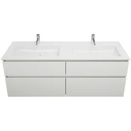Burgbad Lin20 Mineralguss-Doppelwaschtisch 162 cm, 4 Auszüge, links und rechts, Badmöbel,