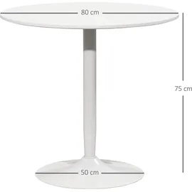 Homcom Runder Küchentisch 80 x 75 x 80 cm Weiß