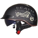 Smilfree Motorradhelm Halbschalenhelm mit ECE-Zertifizierung Rollerhelm Cruiser Chopper Skateboardhelm Antikollisionshelm Motorradhalbhelm mit Visier für Damen und Herren Erwachsene