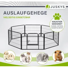 Juskys Welpenauslauf 8-teilig Metall Schwarz 160 cm x 160 cm x 60 cm
