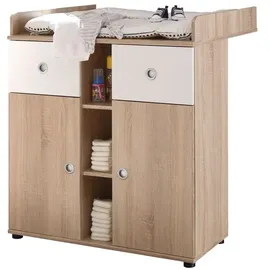 Begabino Babyzimmer Wiki 4 Teile in Sonoma Eiche und Weiß - Kinderzimmer komplett Set von Begabino - Braun/Weiß