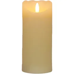 LED Echtwachskerze Elfenbein 6 Stunden Timerfunktion H 17 cm unbewegliche Flamme