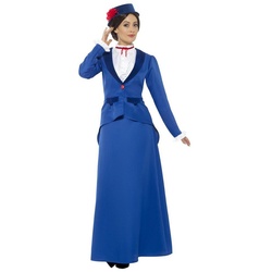 Smiffys Kostüm Nanny Mary, Diesem viktorianischen Kindermädchen fehlt nur noch der Regenschirm! blau XXL