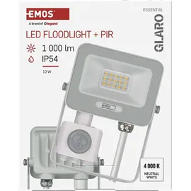 EMOS LED Strahler Aluminium 10 W mit Bewegungsmelder 20 cm weiß