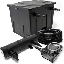 Wiltec Filter Set Bio Teichfilter 12000l, UVC Teichklärer mit 24W, 80W Pumpe Schlauch