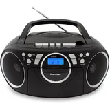 Karcher RR 5042-B CD Radio/Boombox mit CD-Player und Kassettenspieler Batterie-/Netzbetrieb, AUX-In) schwarz
