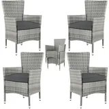 CASARIA Polyrattan Gartenstuhl 4er-Set Grau/Anthrazit stapelbar