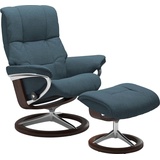 Stressless Stressless® Relaxsessel »Mayfair«, (Set, Relaxsessel mit Hocker), mit Hocker, mit Signature Base, Größe S, M & L, Gestell Braun, blau