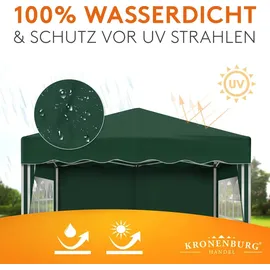 Kronenburg Handel Faltpavillon 3,00 x 3,00 m inkl. 4 Seitenteile grün