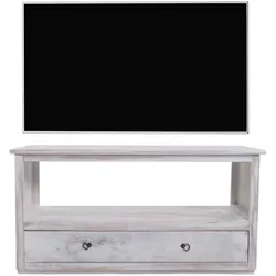 TV-Rack Fernsehtisch Lowboard TV-Regal, Shabby-Look, Vintage ~ wei√ü