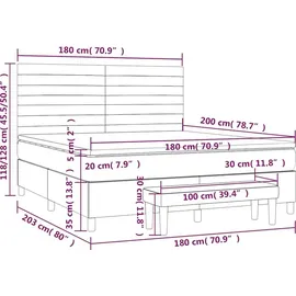 vidaXL Boxspringbett mit Matratze Dunkelblau 180x200 cm Samt