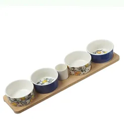 MARELIDA Tapas Set Servierset Servierplatte mit 4 Schalen Dipschalen Fingerfood