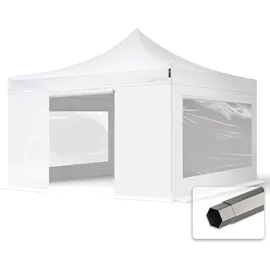 TOOLPORT Faltpavillon 4 x 4 m inkl. 4 Seitenteile Weiß