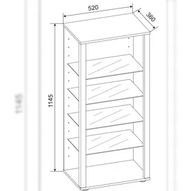 VCM Glasol III Standvitrine 52 x 35 x 115 cm Weiß