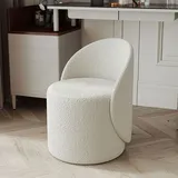 Schminkstuhl mit Rückenlehne aus Stoff, Frisiertischstuhl für Schlafzimmer und Ankleidezimmer, Make-up Stuhl, nicht drehbar Ø40cm 【HZY18】