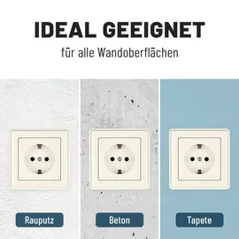 Absina Schutzkontakt Steckdose für Unterputz - 6x Wandsteckdose weiß 250V AC, 16A, IP20 - Schuko Steckdose, Unterputz - Weiß