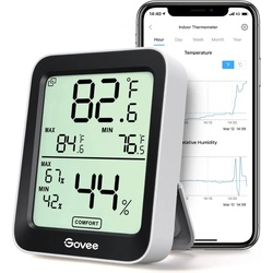 Govee Bluetooth Thermometer Hygrometer with Screen, Thermometer + Hygrometer, Schwarz, Weiss