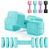 Dripex Hanteln Set Verstellbare Hanteln 1 Paar 5kg x2 oder 2,5kg x2, Schnell justierbare 6 Hantelplatten mit einem Gewicht von 0,5 kg oder 0.25 kg (Blau 5 kg x2)