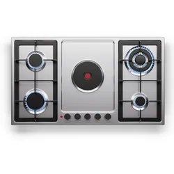 Klarstein MultiChef 5 Hot Plate Elektro- und Gaskochfeld 5 Kochzonen 4 Gasbrenner 1 Elektrokochfeld Edelstahl