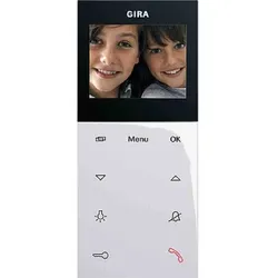 Gira System 55 Video-Innenstation, Bus-System, Aufputz, PAL, 56mm, reinweiß, Internkommunikation, mit Türöffnerautomatik, Rufunterscheidung, Rufabschalt
