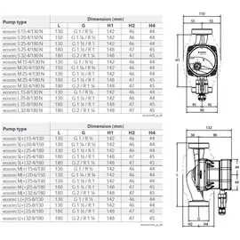 Xylem Lowara 25-8/180 ecocirc L+ HE - Heizungpumpe