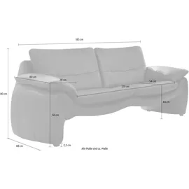 PLACES OF STYLE 2-Sitzer PLACES OF STYLE "Luna", grau (taupe), B:185cm H:80cm T:88cm, Sofas, in einzigartiger Optik