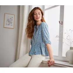 Tchibo - Bluse mit Schößchen - Damen - Gr. 40 - blau/print