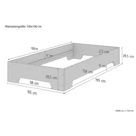 Erst-Holz Funktionsbett Bettrahmen 100x190 Pensionsbett, Gästebett mit wählbarem Zubehör V-60.56-10-190ohne Zubehör