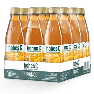 hohes C Orange (12 x 0,5l), 100% Saft, Orangensaft, Acerolasaft, Vitamin C, ohne Zuckerzusatz laut Gesetz, vegan