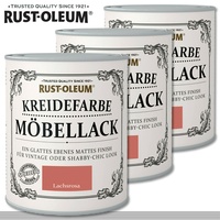 Rust-Oleum 3 x 750 ml Kreidefarbe Möbellack Lachsrosa Shabby Chalky Rustoleum