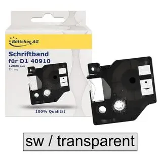 Böttcher-AG Schriftband für Dymo 45010, D1, 12mm, Länge 7m, schwarz auf transparent