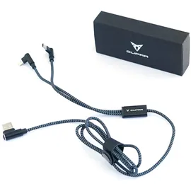Seat OKD105520920 Ladekabel 3-in-1 USB Kabel Adapter Anschlusskabel, mit Cupra Schriftzug, schwarz