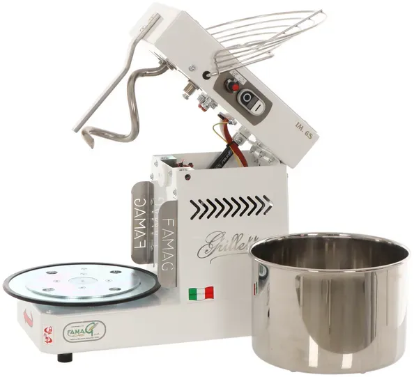 Spiralkneter Famag Grilletta IM 6 S - 10 Geschwindigkeiten - kippbarer Kopf - Schüsselinhalt 6 kg / 9 l