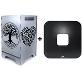 teileplus24 Feuerplatte 30 cm Stahl silber