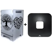 teileplus24 Feuerplatte 30 cm Stahl silber