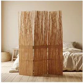Homestyle4u Paravent Raumteiler 3 teilig Sichtschutz Weide Braun Trennwand
