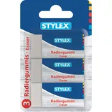 Stylex Radiergummi, weiß, mit Pappbanderole, 3 Stück
