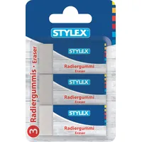 Stylex Radiergummi, weiß, mit Pappbanderole, 3 Stück