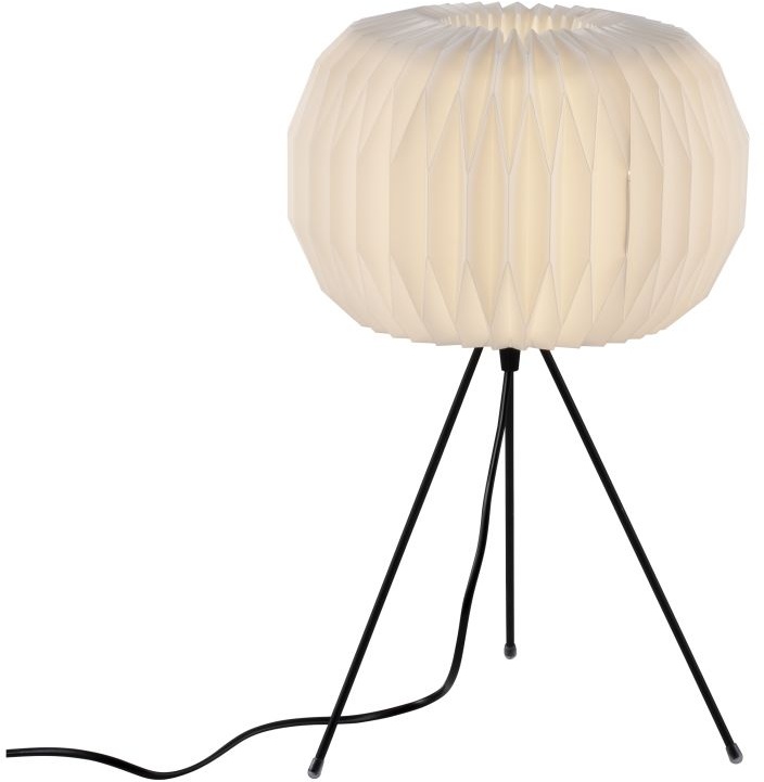 LeuchtenDirekt Tischleuchte PAPEL, 3-Bein, weißer Kunststoffschirm, mit Schnurschalter,  IP20