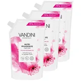 VANDINI 3x Nutri Seife Nachfüllbeutel mit Pfingstrosenblüte Duft 500ml - Made in Germany Flüssigseife Nachfüllbeutel vegan - Handseife Nachfüllbeutel reinigt sanft - Liquid hand soap refill